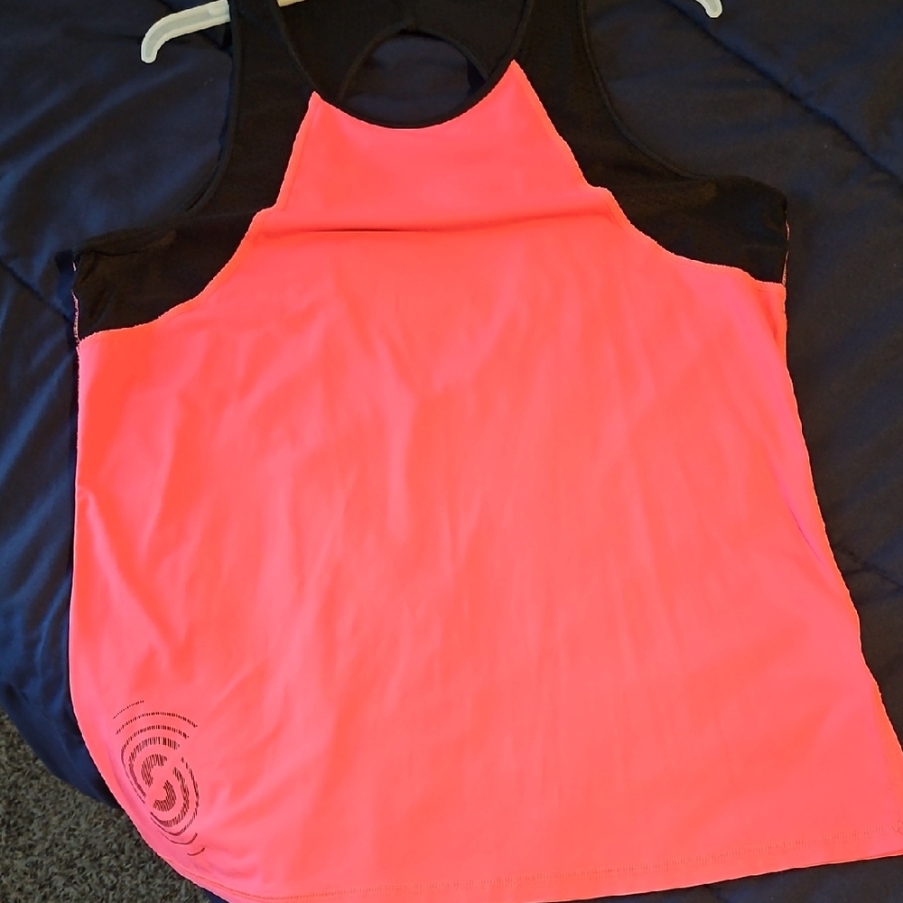 Neon Orange and Black Athletic Tank Top
